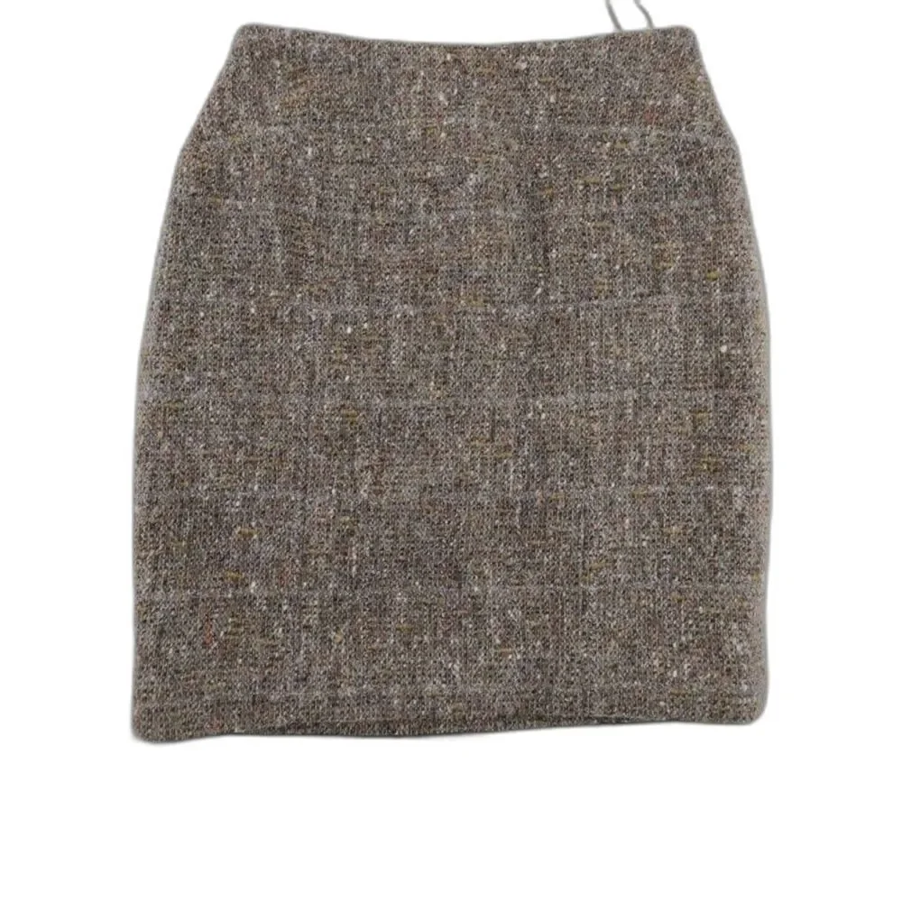 Chanel Iconic Tweed Skirt Vintage Y2K Brown Metallic Pencil Skirt Size 6 EUC